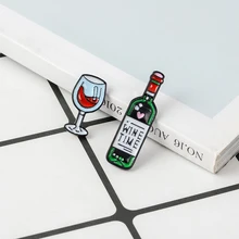 Czas wina Mini słodkie wino i kieliszki do wina para Pins czerwony butelka wina kubek broszki emaliowane Pin Badge dla miłośników najlepszy przyjaciel szpilki