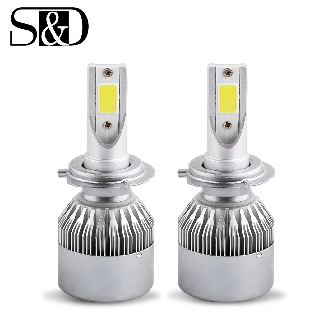 

2pcs H7 LED Car Headlights Bulb COB 8000lm Auto Front Light H7 LED Fog Light Bulbs 6000K 12V 24V Led Automotive Headlamps D050
