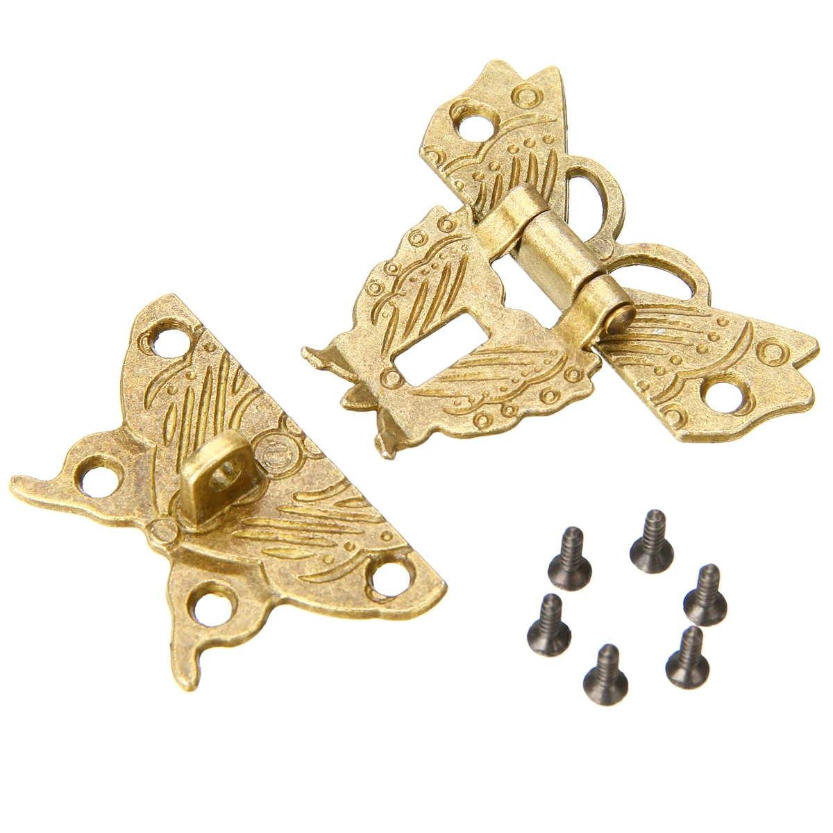New Durable Retro Vintage Design Alloy Butterfly Box Lock Latch Catch Wooden Jewelry Box Case Hasp Lock Hardware Accessory