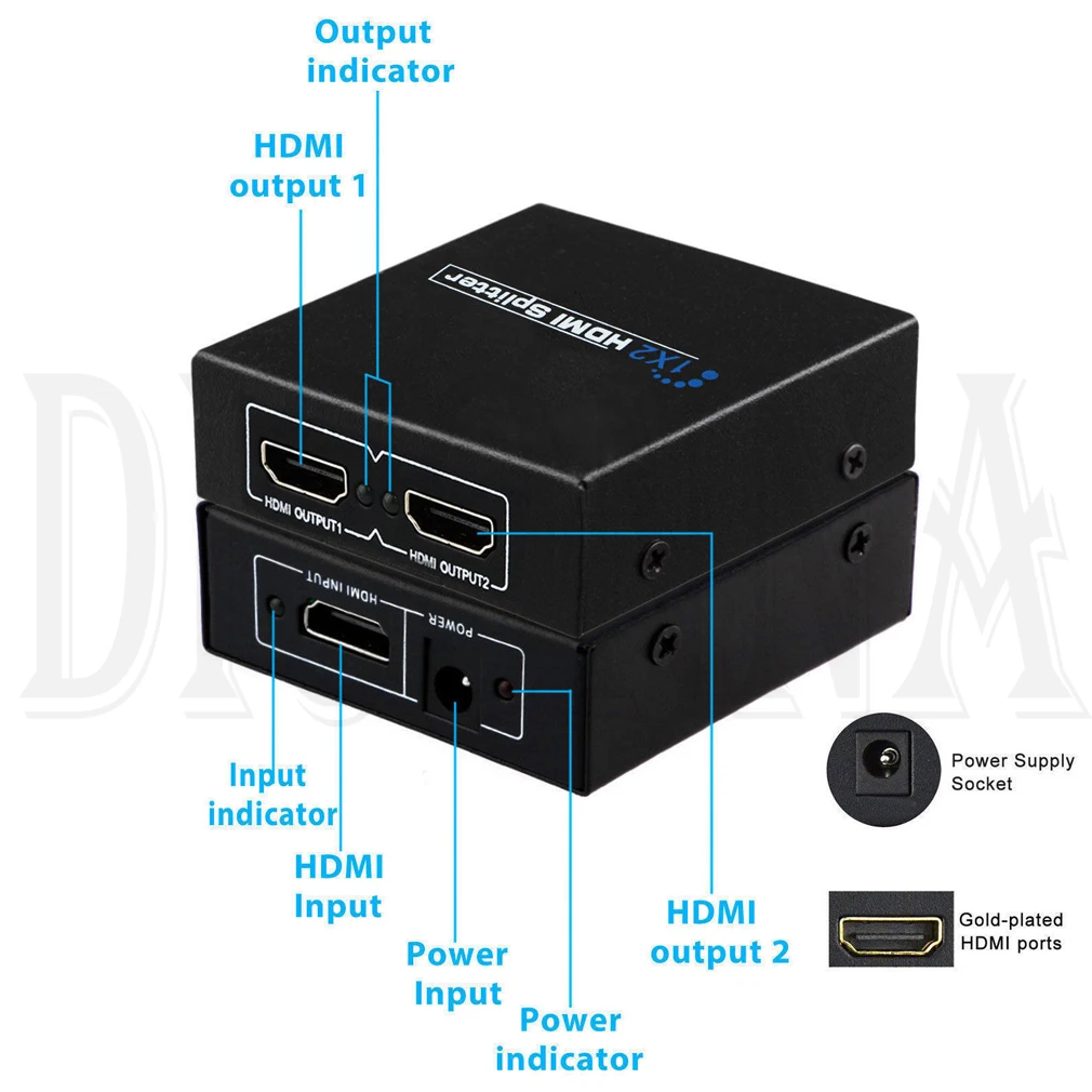 HD Full HDMI 1X2 Splitter ретранслятор усилители домашние 3D 1080 P 4 к переключатель коробка 1 в 2 из