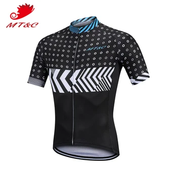 

MT&C Man Cycling Jersey Black White Dots Fastest Breathable Clothes Quick Dry Polyester Summer Sportswear Pro Teams MTB Clothes