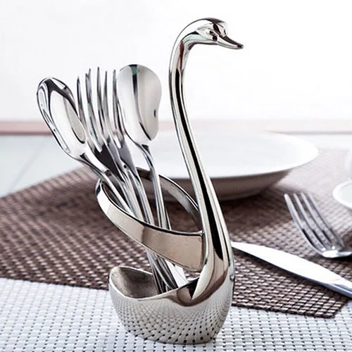 

Creative Cake Fruit Holder Swan Base + 3 Forks + 3 Tableware Set