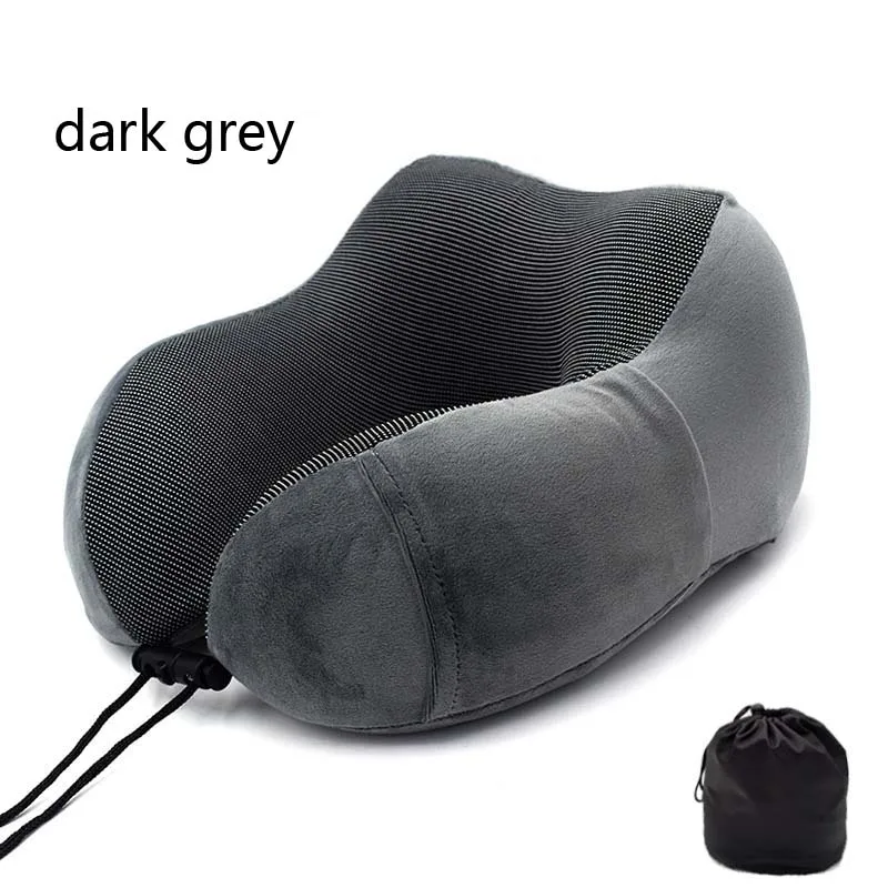 U-образные подушки для шеи из пены с эффектом памяти, мягкие подушки для путешествий с медленным отскоком, поддержка для шеи, для сна, для путешествий, для автомобиля, Прямая поставка - Цвет: dark grey