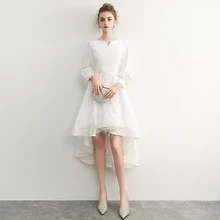 Robe De Soiree белые элегантные кружевные вечерние платья трапециевидной формы с v-образным вырезом и длинным рукавом, вечерние платья, vestido de festa LYFY12