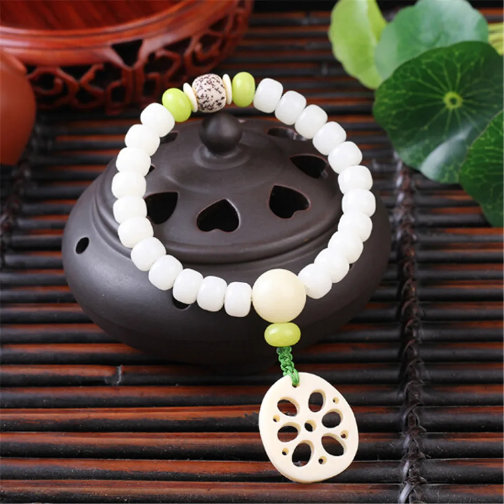 Новый модный браслет из натурального белого корня Бодхи один круг DIY Mala Beads