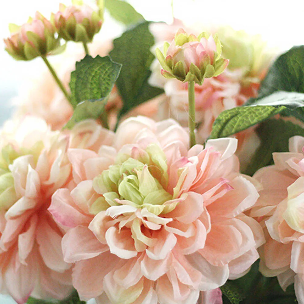 Искусственные цветы Dahlias 2 головки осень яркие настоящие на ощупь поддельные для