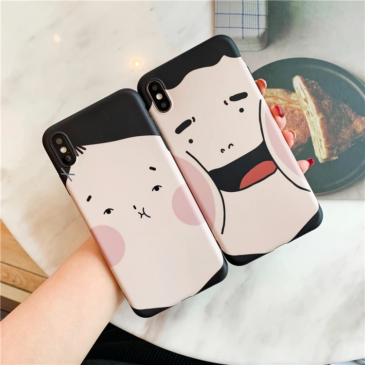 Чехол для iphone X XR XSMAX с мультипликационным принтом Fat Selfie Couples 6 6S 7 8 Plus мягкие чехлы