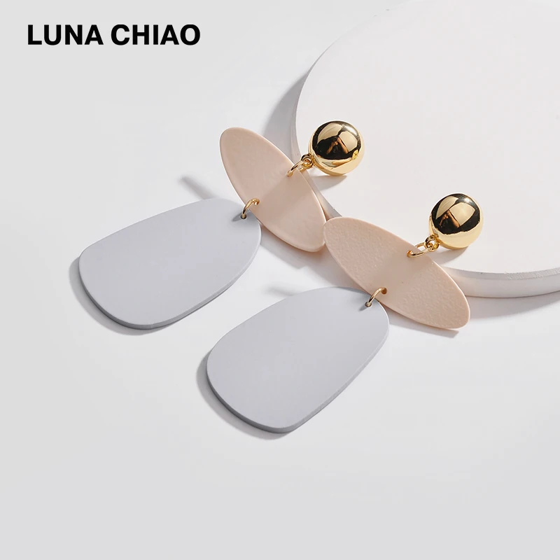 

LUNA CHIAO Fashion Lacuered Colored Block Geometric Drop Statement Acrylic Earrings for Women