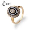 Best Seller Fashion Black Ceramic Gold Wedding Rings For Women Jewelry Elegant Style 3mm Rhinestone 32959661005