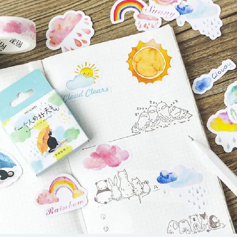 46 шт./кор. Kawaii Наклейки хорошая погода для одного человека украшение дневника