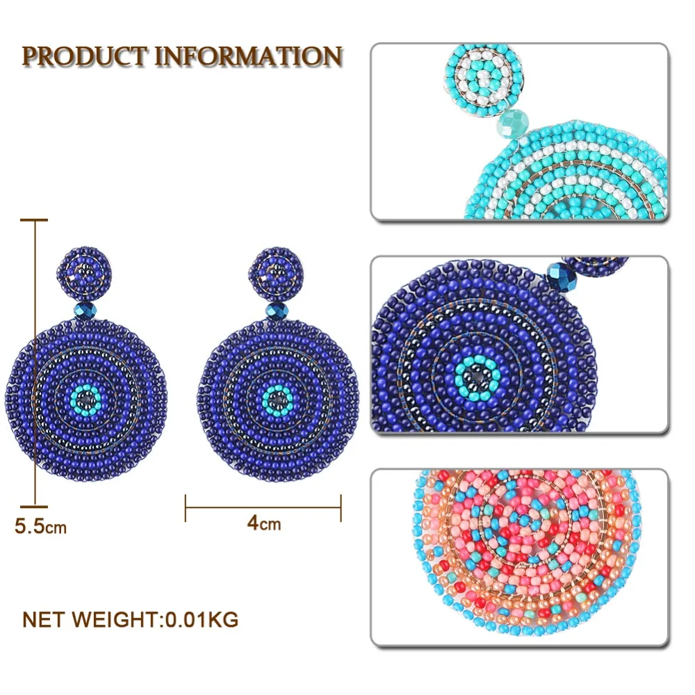 Dvacaman, разноцветные большие круглые серьги-капли с бусинами, этнические, трендовые массивные серьги ручной работы, аксессуары для ушей, вечерние ювелирные изделия