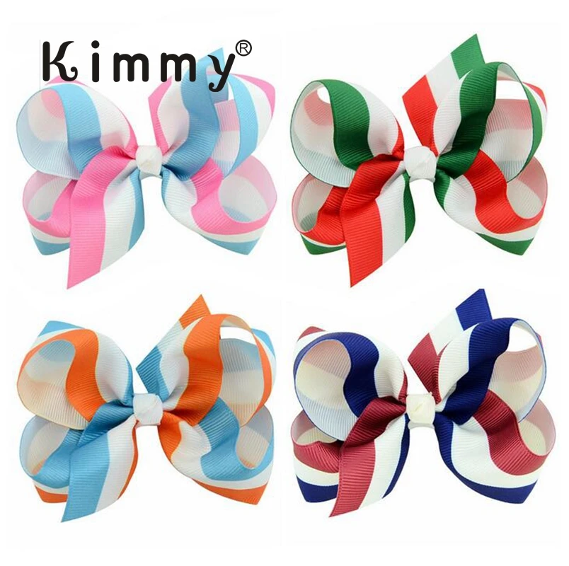Полосатая лента с принтом День школы бант для волос|sequin bows|rainbow bowbow clip |