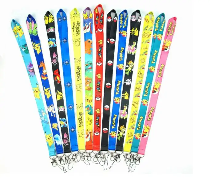 

1 PCS cartoon anime Pokemon Pikachu key lanyards id badge holder keychain straps for mobile phone Free Shipping