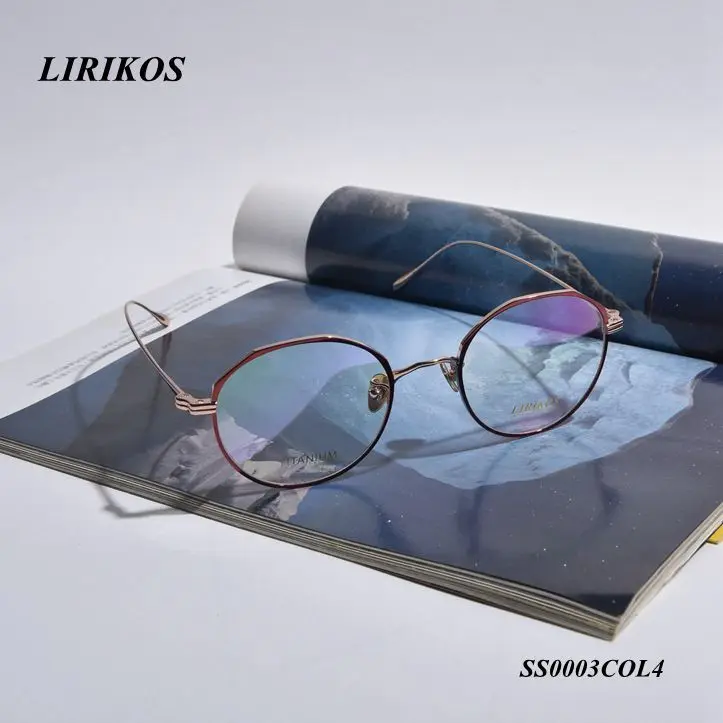 GOLD WITH RED LIRIKOS чистый титан полигон бабушка Chic унисекс полный рамки очки для чтения женщин прозрачные линзы глаз Мужской зрелище четыре C - Цвет оправы: GOLD WITH RED