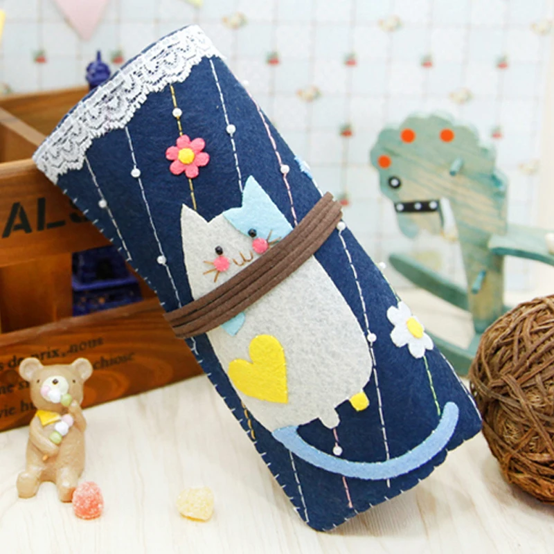 

Felt Cloth DIY Pencil Pocket Handmade Sewing Children Learning Stationery For Gift Free Cutting Material DIY Package Set
