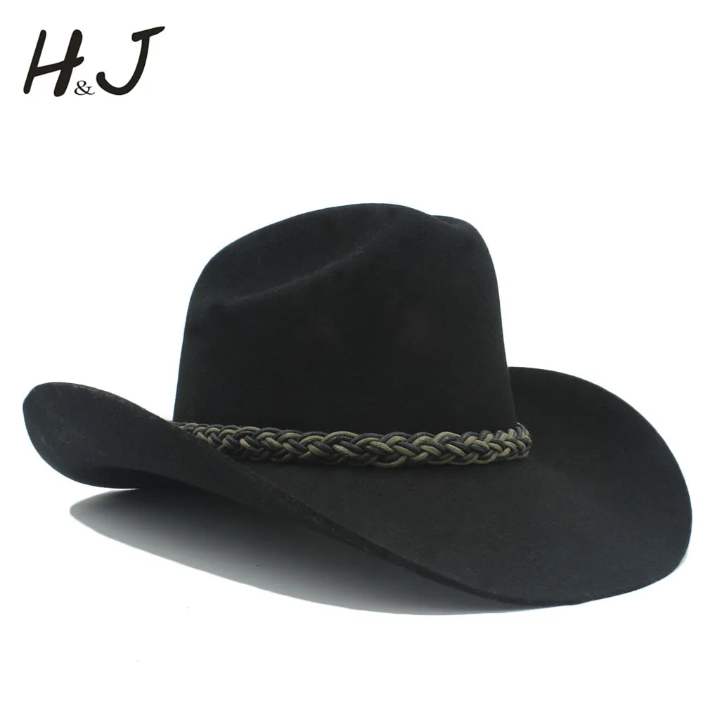 

100% Australia Wool Women Men Outback Western Cowboy Hat Cowgirl Jazz Equestrian Sombrero Cap with fashion Belt