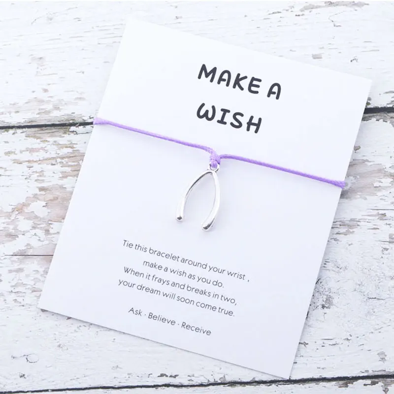 Браслеты Make A Wish браслет Wishbone со шнурком для дружбы удачи с подвесками женский