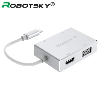 

4 in 1 Type C to HDMI VGA DVI USB 3.0 Adapter HDTV AV Converter Cable for Macbook USB-C phone Tablet Monitor