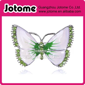 

Painted Enamel green Crystal Rhinestone Butterfly Fashion Jewelry Pin Brooch