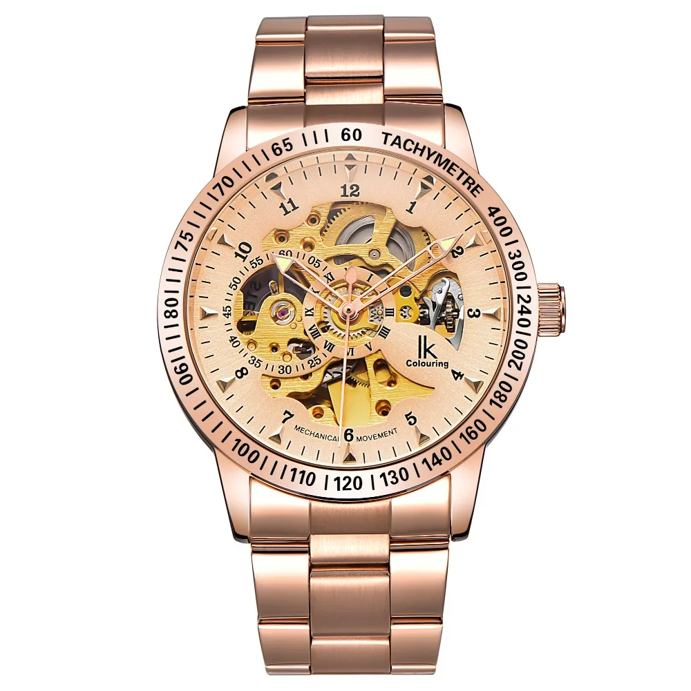 IK Colouring Skeleton Mechanical Watch for Men Fashion Casual