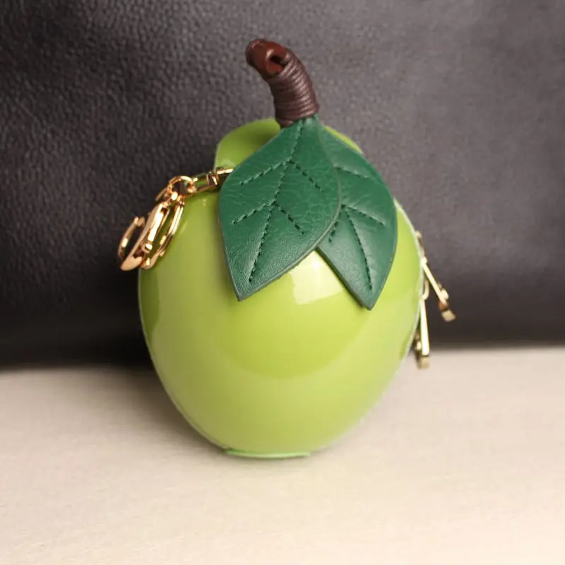 3D симпатичное яблоко PU кожа молния Мини Брелок-Кошелек для монет кулон маленький кошелек ключ чехол для женщин сумка рюкзак-брелок аксессуары