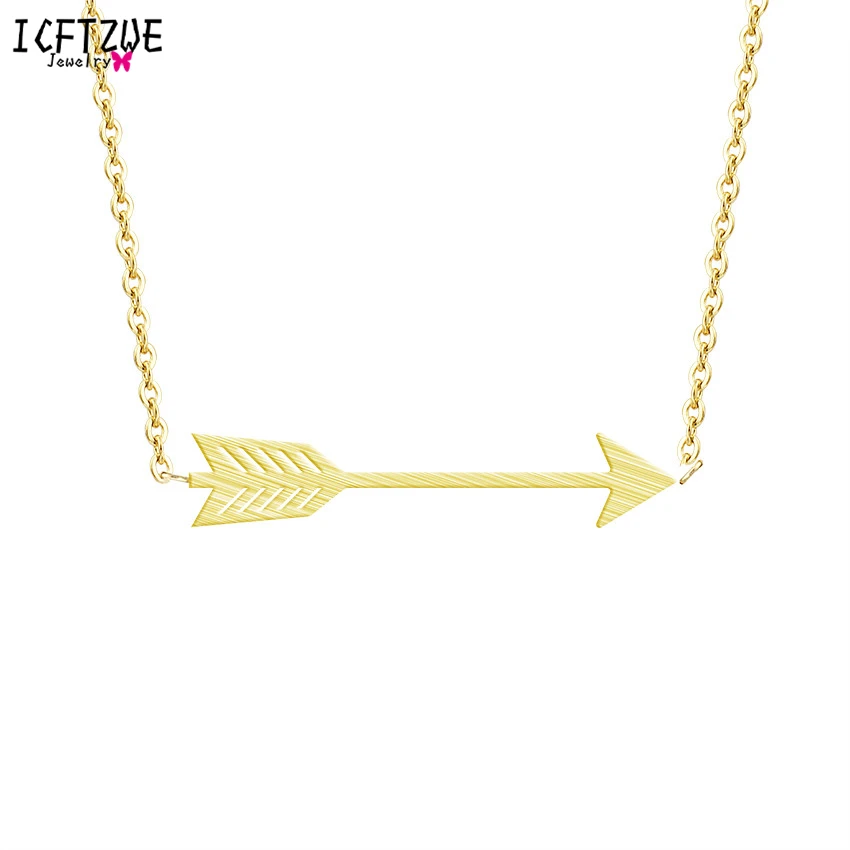 

ICFTZWE 2019 Stainless Steel Link Chain Choker Vintage Jewelry Gold Ketting Punk Bijoux Arrows Pendant Necklace For Women Men