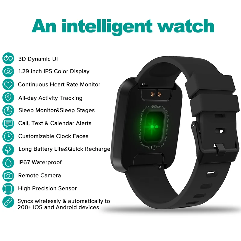 Zeblaze Crystal 2 Smartwatch IP67 Waterproof Wearable Device Heart Rate Monitor Color Display Smart Watch For Android IOS