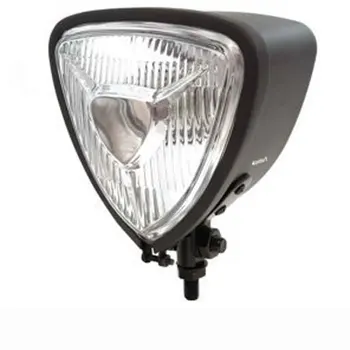 

Triangle Bottom Mount Halogen Motorcycle Headlight - Matte Black with Clear Lens Heavy Duty Motocycle Headlamp
