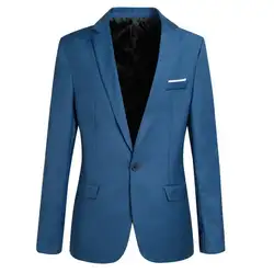 Новинка весны Для мужчин пиджак Slim Fit деловой блейзер с длинным рукавом социальной платье в деловом стиле костюм пальто формальный повод