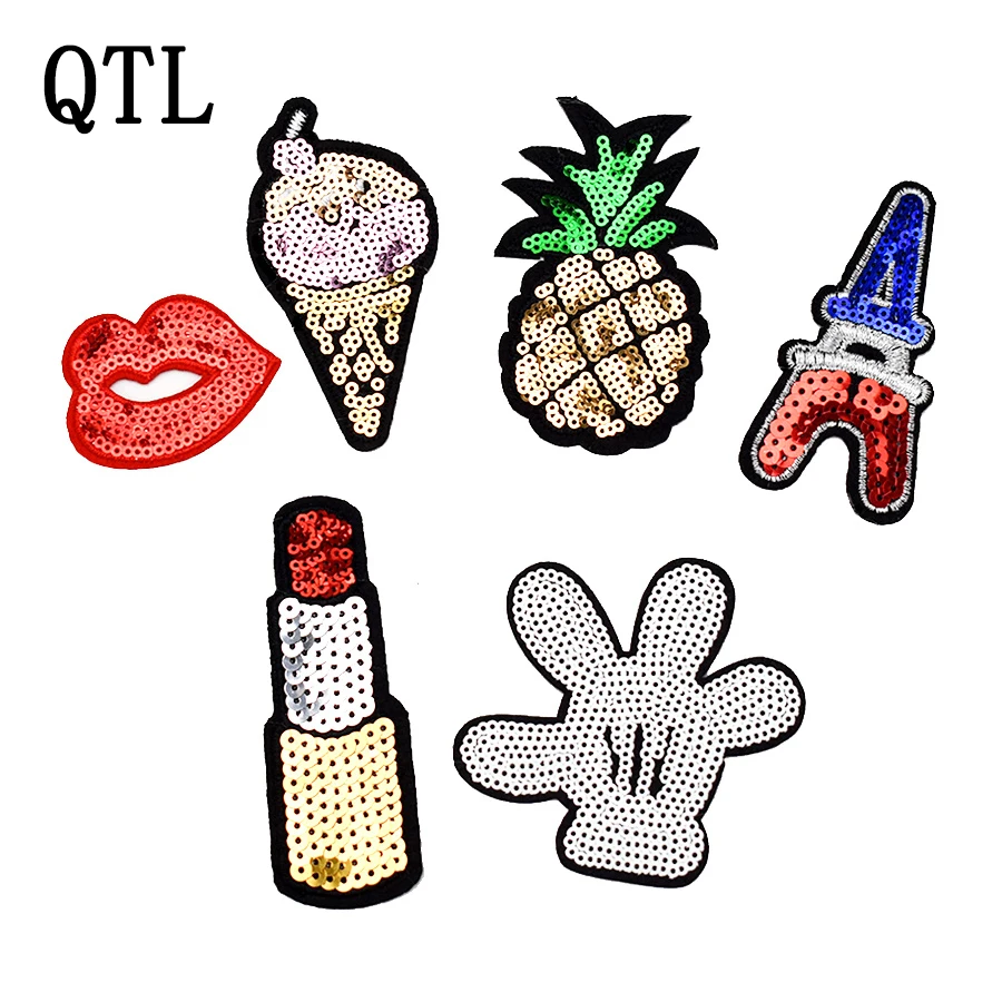 

6PCS Fashion Mixed Sequins Patches For Clothing iron on Embroidered Motif Applique sewing on DIY clothes Kids Sewing Accessories