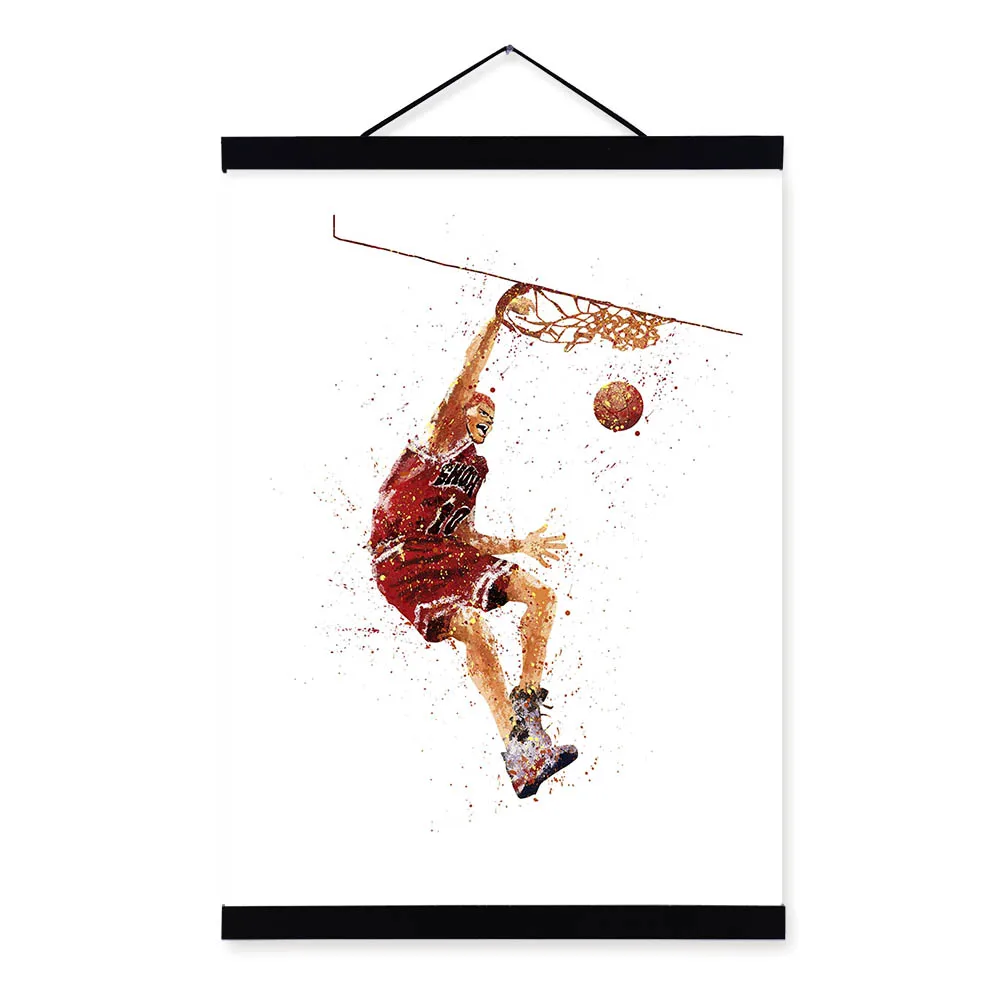 Акварель японского аниме Slam Dunk Баскетбол деревянная рамка картина Современная