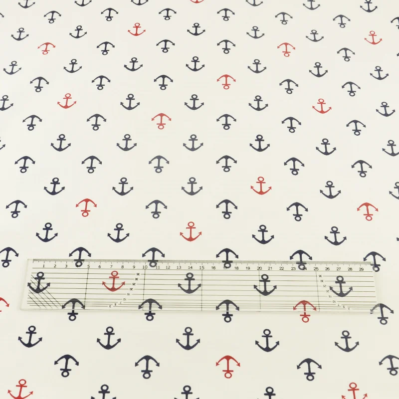 Telas De Algodon Para лоскутное шитье белый хлопок ткань саржа постельные принадлежности Скрапбукинг морские якоря дизайн Tissus Au Metre