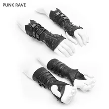Одна пара, перчатки в стиле панк, рейв-рок, черные металлические, в стиле стимпанк, без пальцев, военные, готические, мотоциклетные перчатки, косплей WS278