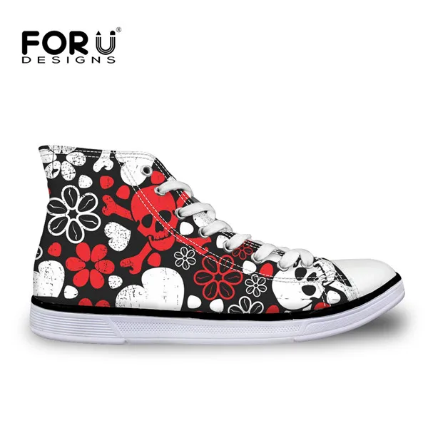 FORUDESIGNS/черная женская повседневная обувь с высоким берцем из вулканизированной кожи; классическая женская парусиновая обувь на шнуровке с принтом «Вселенная» - Цвет: H3262AK