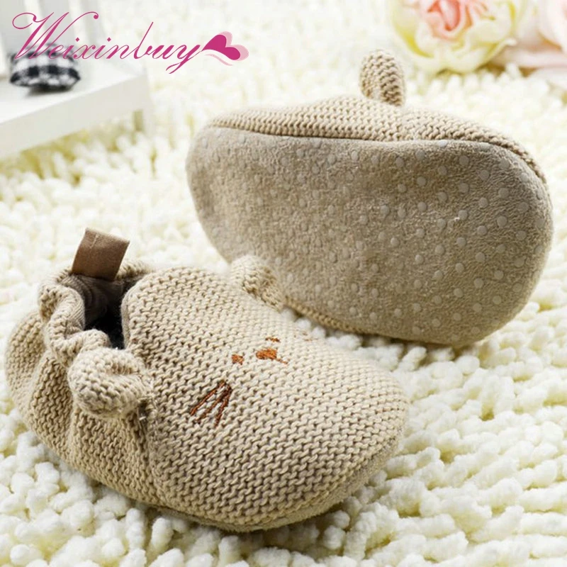  Cute First Walker Cartoon Mouse Crib Shoes Baby Kid Elastic Mice Soft Sole Slip-on Shoes 0-18 Months