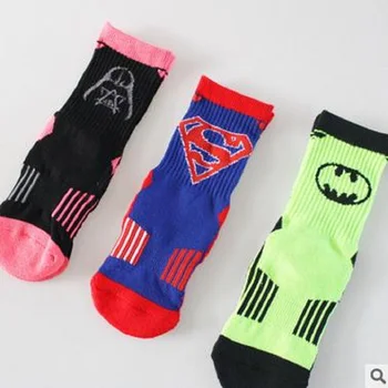 

2018 new European and American personality cartoon heroes animation superman batman men and women half terry socks