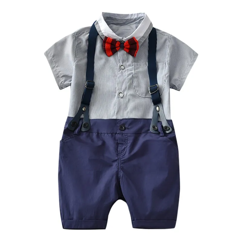 

2PCS Baby Boy Clothing Sets Infants Newborn Boys Clothes Shorts Sleeve Tops + Overalls Outfits Summer Fashion Bebes Clothing