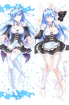 

Long hair Rem & Ram Anime Pillow Anime Hugging Pillows Japanese Body/Bedding Pillow Covers Double Sided Pillowcase 2017 update