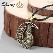 QIMING Lobo noche voces collar celta hombres de joyería Vintage Valknut Odin es símbolo de Norse guerreros vikingos mujeres Punk collar(Hong Kong,China)