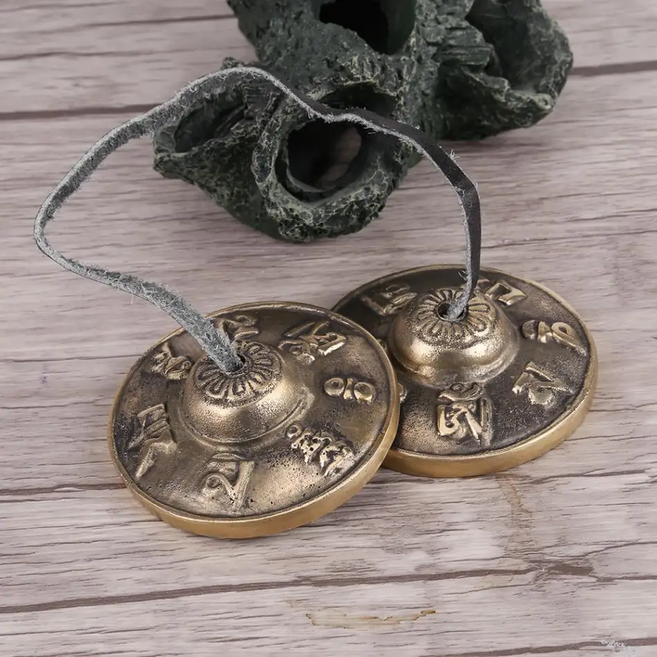 Tibetan Tingsha Cymbals Buddhism Handmade Brass Finger Cymbals Bells Religious Buddhist Musical Apparatus