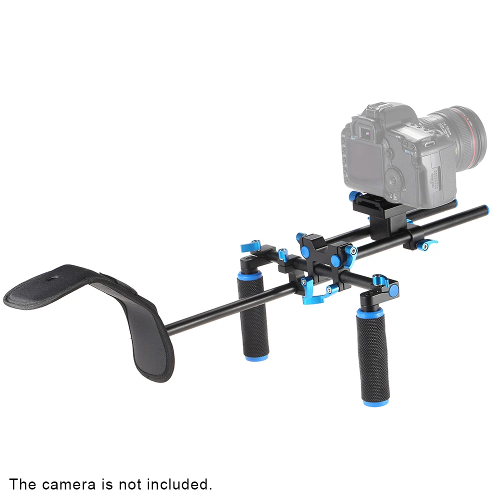 Video Shoulder Mount Support Rig Stabilizer with Screw Mount Slider Rod Double-hand Handgrip Holder for DSLR Camera Camcorder