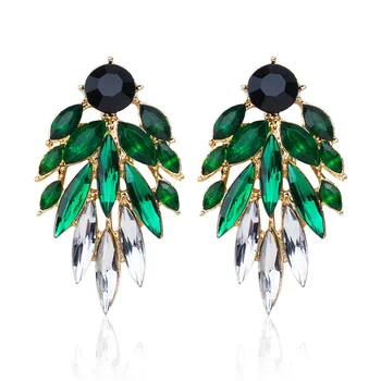 SHUANGR marque boucles d'oreilles en cristal couleur or rose vert noir boucles d'oreilles femmes bleu CZ Zircon brincos boucle d'oreille