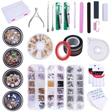 Foreverlily 139 шт./компл. Нейл-арт декоративный комплект набор акриловая пудра декоративный Декор накладки на ногти для французского маникюра Набор со стразами инструменты для маникюра