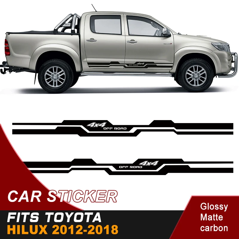 2 шт. hilux racing side stripe Графический виниловый стикер для TOYOTA HILUX revo и vigo 2012