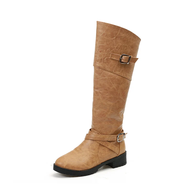 

Woman High Boots 2019 Autumn Winter Leather Ladies Boot Long Boots For Women Shoes Low Heel Woman Knee-High Boot Winter Shoes