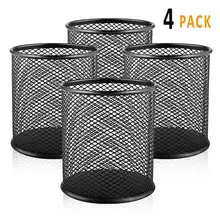 4Pcs New LTP hot black steel grid pattern pen pencil ruler holder desk organizer storage office Accessories