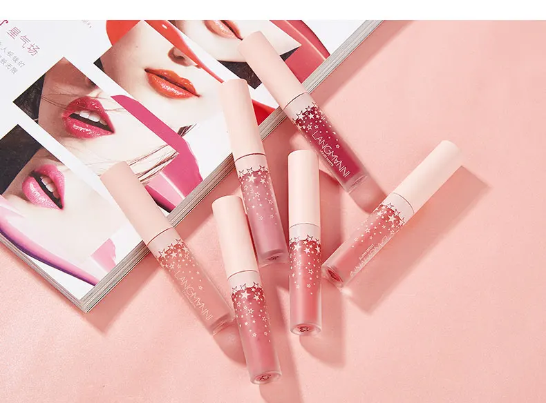 Batom à Prova Líquido de Veludo Kit de Maquiagem Langmanni Matte d' Água Sexy Hot Long-lasting Batom Mate Gloss Labial Conjunto 12 Pçs - Set 22 Cheap Brilho labial
