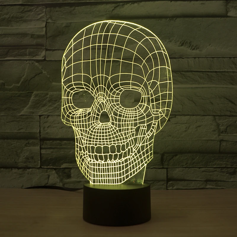 3D форма черепа светодиодный ночник 7 Изменение цвета для декора комнаты или Хэллоуин подарки сенсорное управление