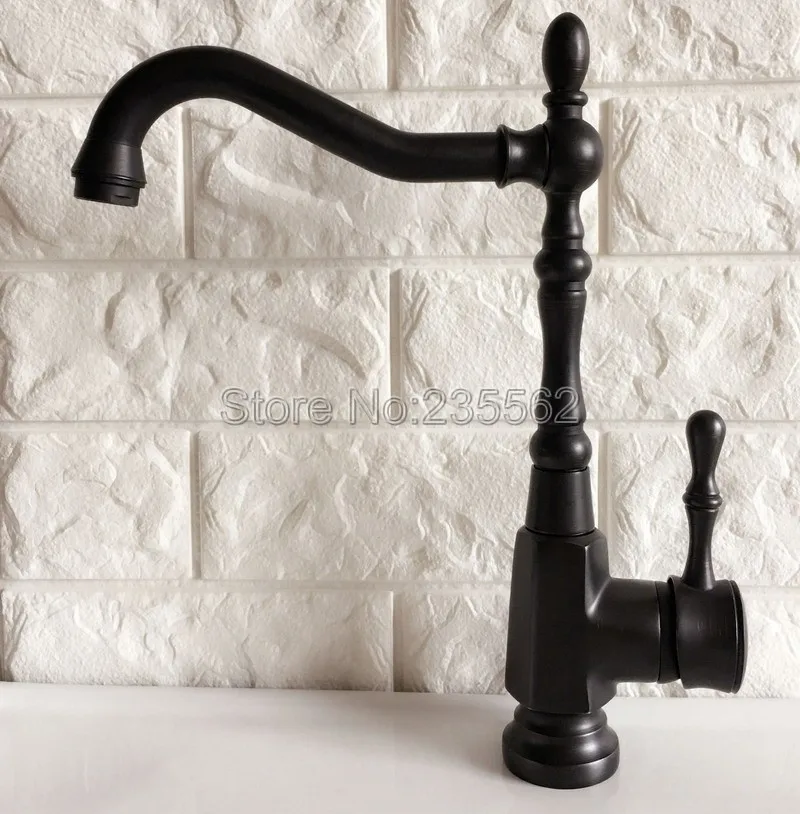 

Black Oil Rubbed Bronze Single Handle Kitchen Sink Faucet Deck Mounted Washbasin Faucets Cold and Hot Water Mixer Taps lnf386