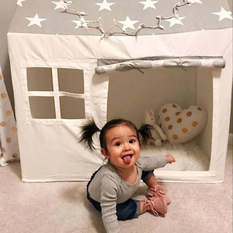

Canvas Tent for Kids Baby Play Tents Cubby House Tipi Playhouse Dream Hut Kindergarden Indoor Baby Room Decor Toys for Children